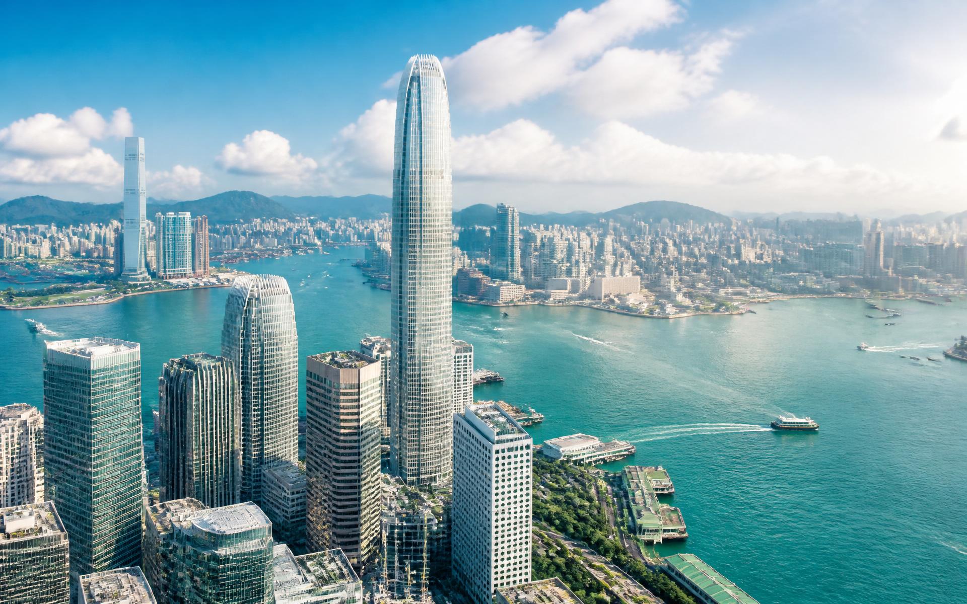 Hong Kong harbor and skyline in daylight
